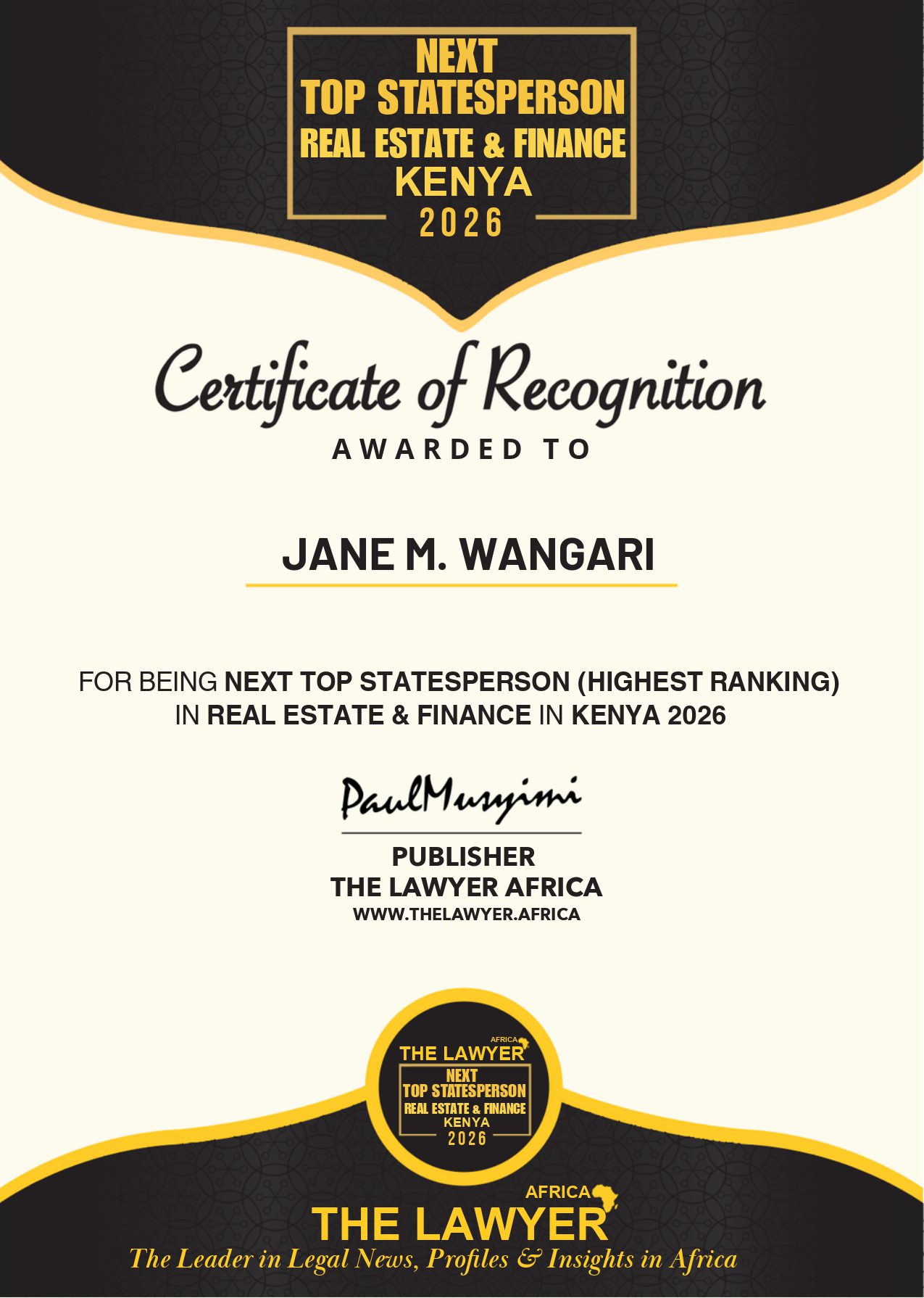 Hall of Fame - Top Statesperson Real Estate & Finance 2026